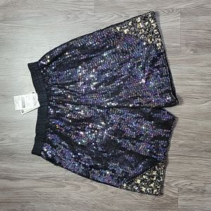 NWT Vintage Cee Cee Black Silk Sequin & Beaded High Rise Shorts Retro India MD